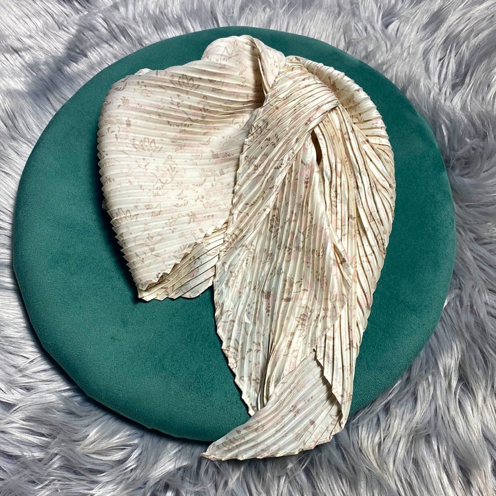 Cream Scarf with Flowers Accent